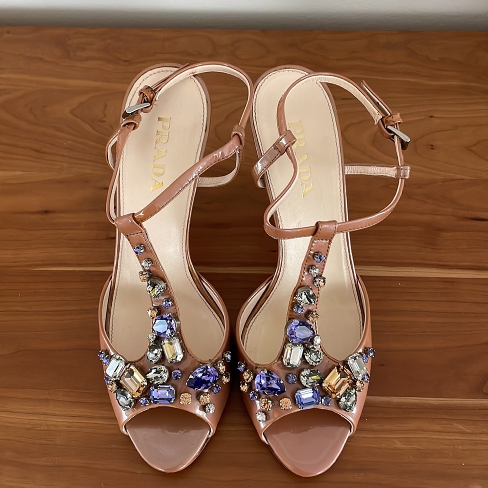 Prada Taffetas Jewels T-strap Sandals 37.5 - Picture 3 of 16